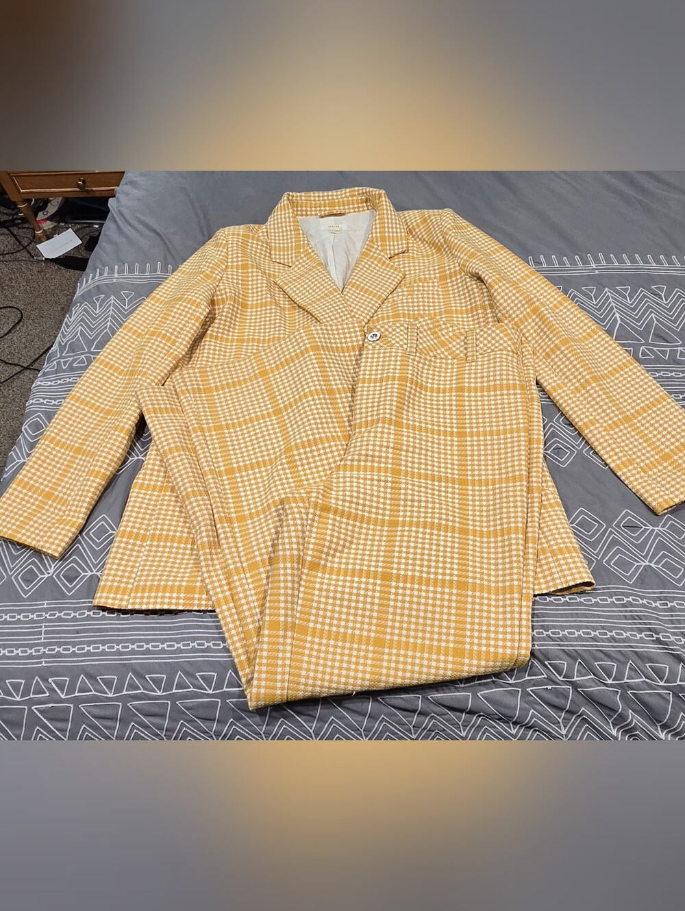 Maeve Double Breasted Plaid Blazer And Wide Leg Trouser Size 10